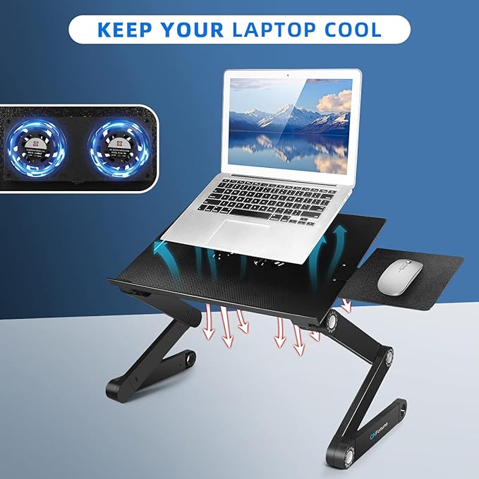 Adjustable Laptop Table with Mouse Pad - Folding and Versatile Design