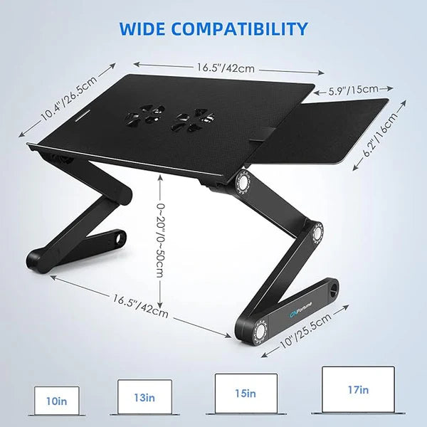 Adjustable Laptop Table with Mouse Pad - Folding and Versatile Design