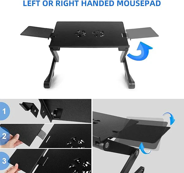 Adjustable Laptop Table with Mouse Pad - Folding and Versatile Design