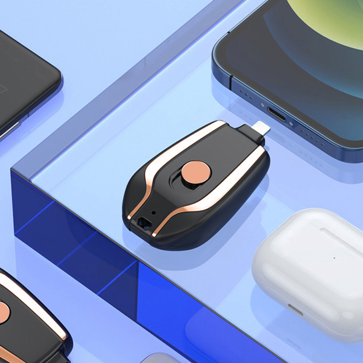 Mini Wireless Keychain Charger Power Bank - Portable Emergency Battery