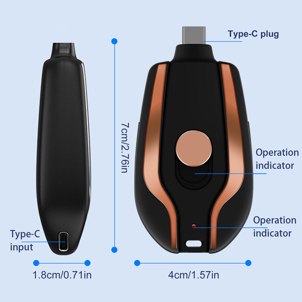 Mini Wireless Keychain Charger Power Bank - Portable Emergency Battery