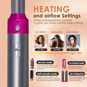 Hot Air Brush 5-in-1 - Dry, Style, and Volumize with Ionic Technology